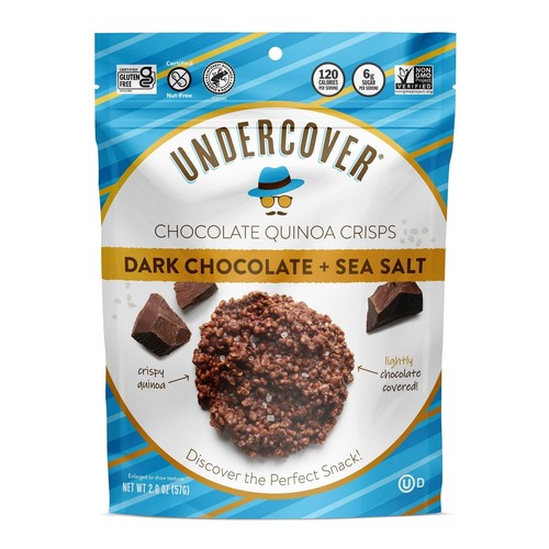 Undercover Chocolate Quinoa Crisps Dark Chocolate & Sea Salt 2 oz, Pack of 2