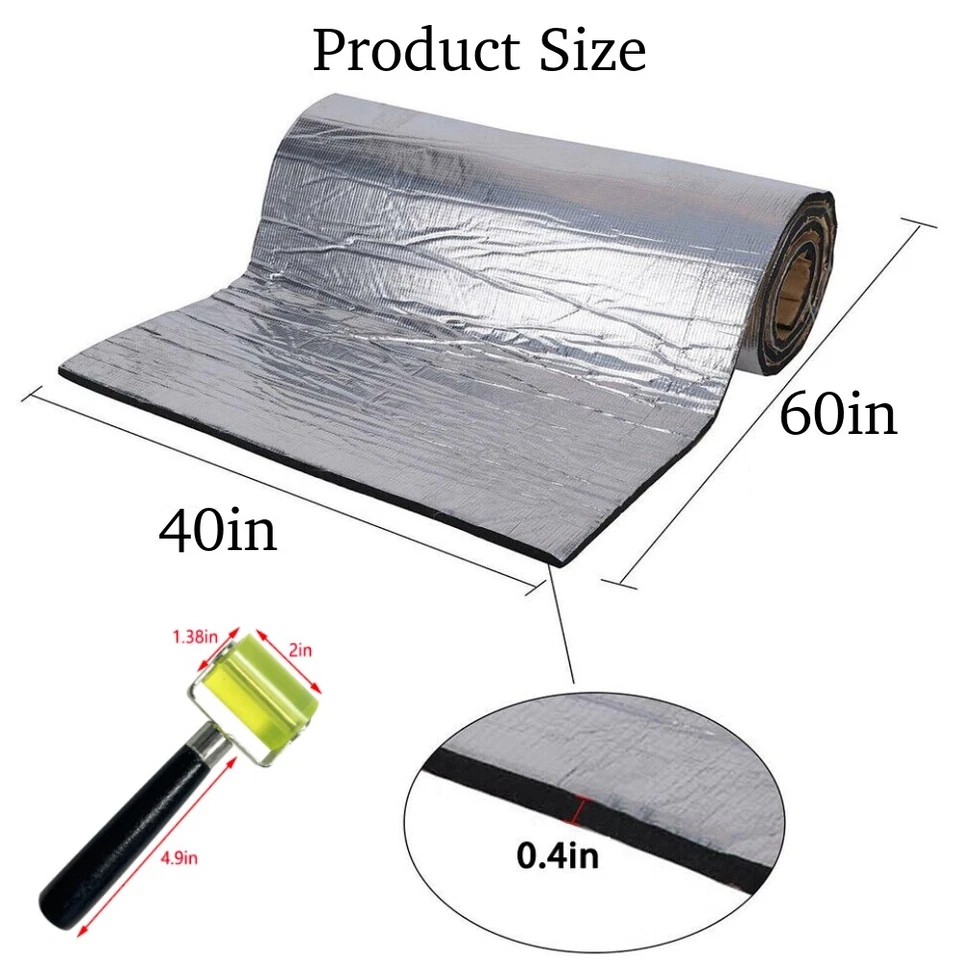 60"x40" Automotive Sound Deadening Insulation Heat Barrier Noise Proof Deadener Foto 3 de 4