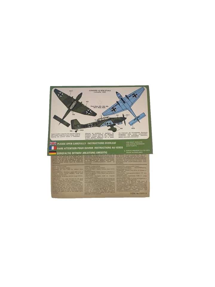 VINTAGE Airfix Junkers Ju 87B Stuka 1:72 in Blisterpack - Immagine 3 di 3