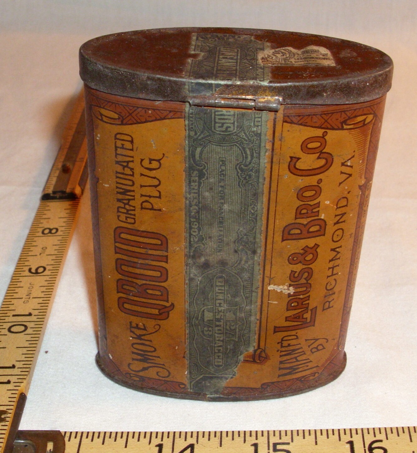 QBOID GRANULATED PLUG TOBACCO TIN LARUS & BROS. RICHMOND, VA EMPTY eBay