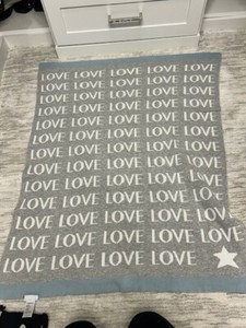 Elegant Baby Love Crib Blanket Style 89355 Size 30 by 40 Gray And White, Blue
