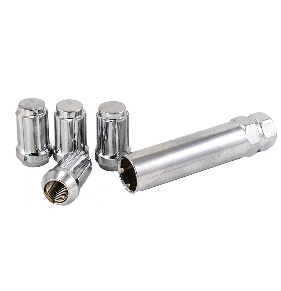 (20) 12x1.5 铬样条调谐器赛车凸耳螺母带钥匙适用于本田讴歌雪佛兰福特 — 第 2/3 张图片