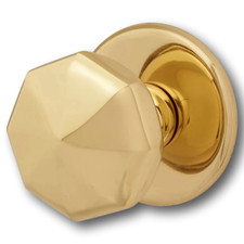 Octagonal Centre Door Knob Traditional Contemporary – Polished Brass - 95mm