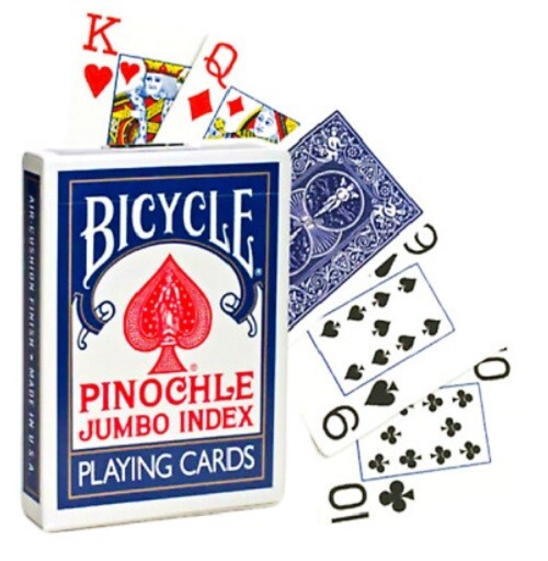 12 Deck Brick BICYCLE PINOCHLE JUMBO INDEX Playing Cards 6 RED 6 Blue