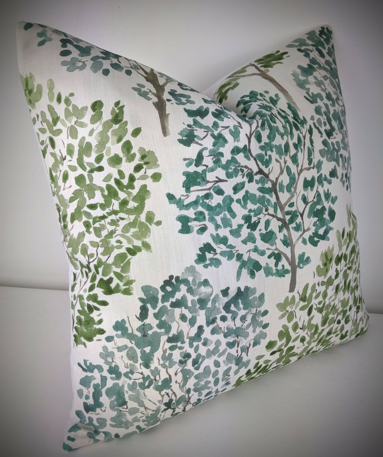 John Lewis Leckford Trees Fabric Country Cushion Cover Handmade Green