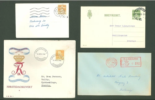 Denmark P80 Covers FDC Postcard 1929-1972 used Provisional