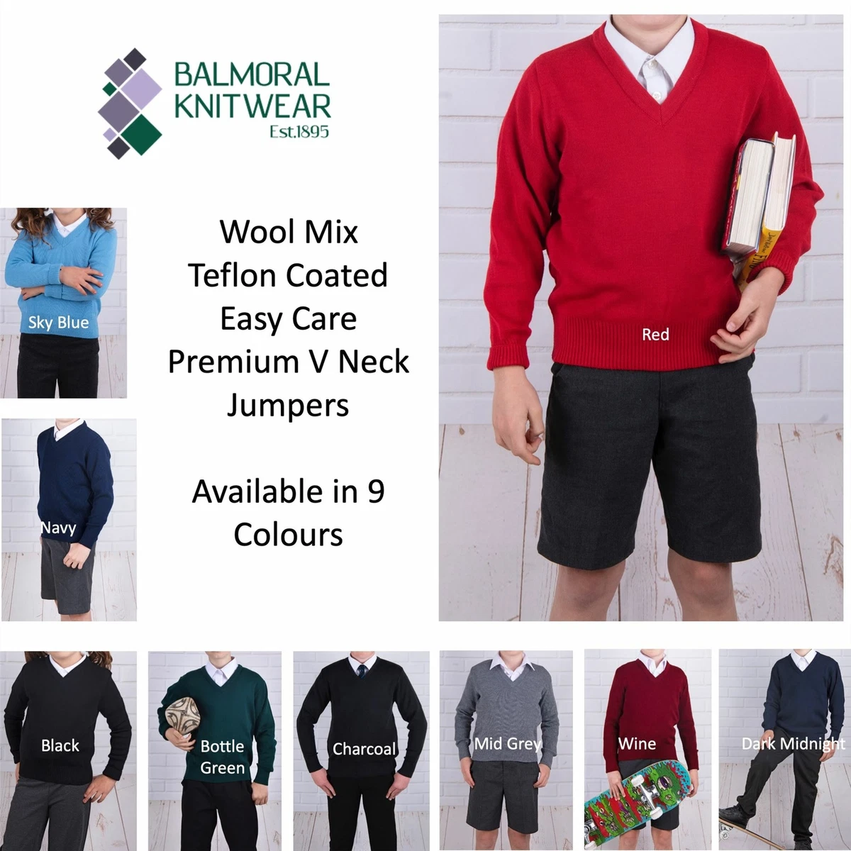 Charcoal v deals neck school jumper