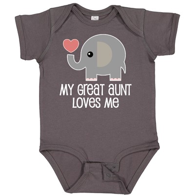 Inktastic Great Aunt Loves Me Elephant Baby Bodysuit From Grand Niece Nephew