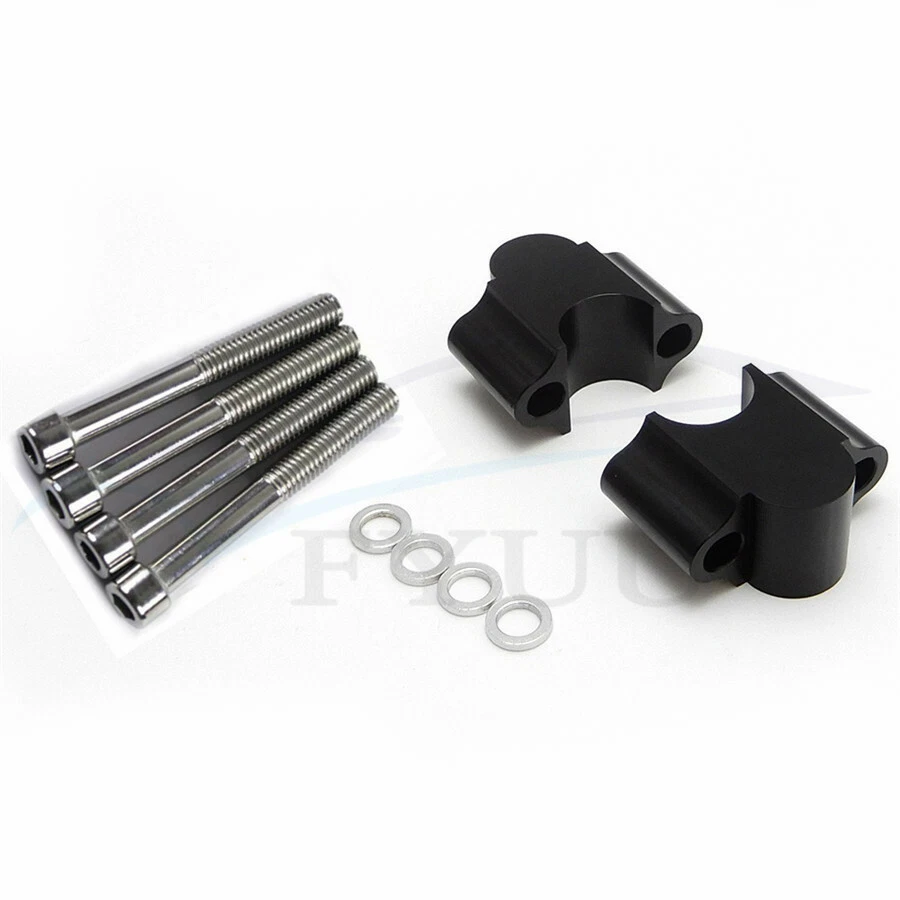1 Pair CNC Motorcycle 7/8" 22mm Handlebar Riser Kit Raise Clamp Mount Universal - Image 2 of 4