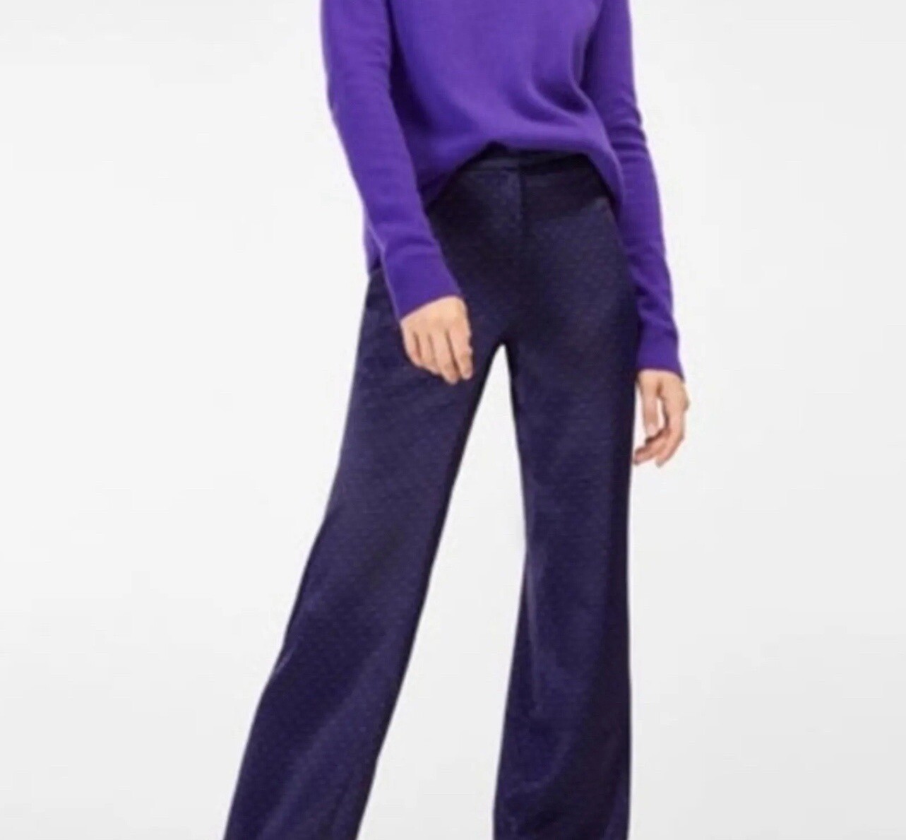 Massimo Dutti Pants in Geometry Pattern Satin Pur… - image 1