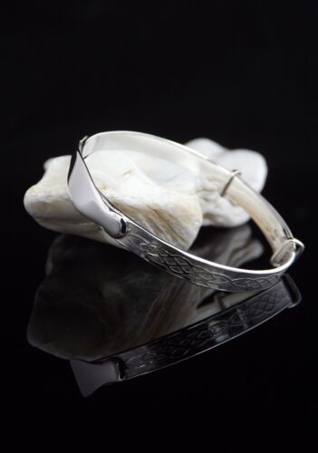 925 Sterling Silver Celtic Baby Bangle Adjustable Engravable Gift Bag UK Seller - Picture 3 of 4