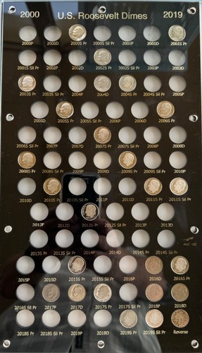 U.S. Roosevelt Dimes, 2000-2019, Capital Plastic Holder, 8x14, 26 Coins