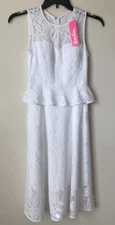 NWT Lilly Pulitzer Women Nolea Dress Paradise Found Lace Resort White Size 00
