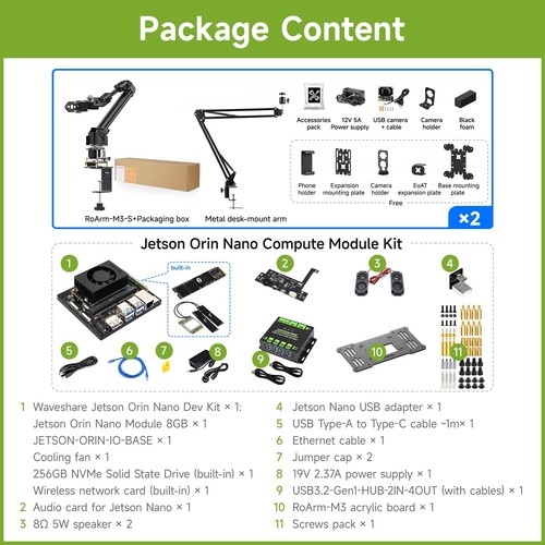 Waveshare 5 +1 DOF High-Torque Serial Bus Servo Dual Robotic Arm AI Kit Wireless - 第 21/24 張圖片