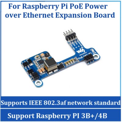 PoE HAT(E) for Ethernet Over Expansion Board for 3B+/4B for IEEE 802.3A9578-