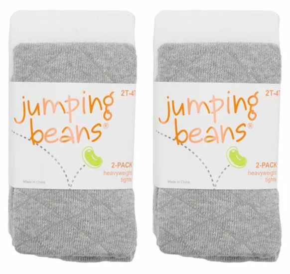 New $24 Jumping Beans Girls Toddlers Tights 2 2-pack (Gray & White) Size: 3-12M