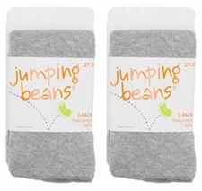 New $24 Jumping Beans Girls Toddlers Tights 2 2-pack (Gray & White) Size: 12-24M