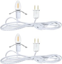 2 Pack 6Ft White Accessory Cord with C7 LED Bulbs