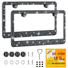 FIISFIIS Bling License Plate Frame for Women,2 Pack Premium Stainless Steel