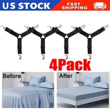 4Bed Sheet Fasteners Adjustable Elastic Suspenders Straps Mattress Covers Clips