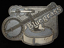 PG27131 NOS VINTAGE 1970s  BLUEGRASS MUSIC  COMMEMORATIVE BRASSTONE BUCKLE