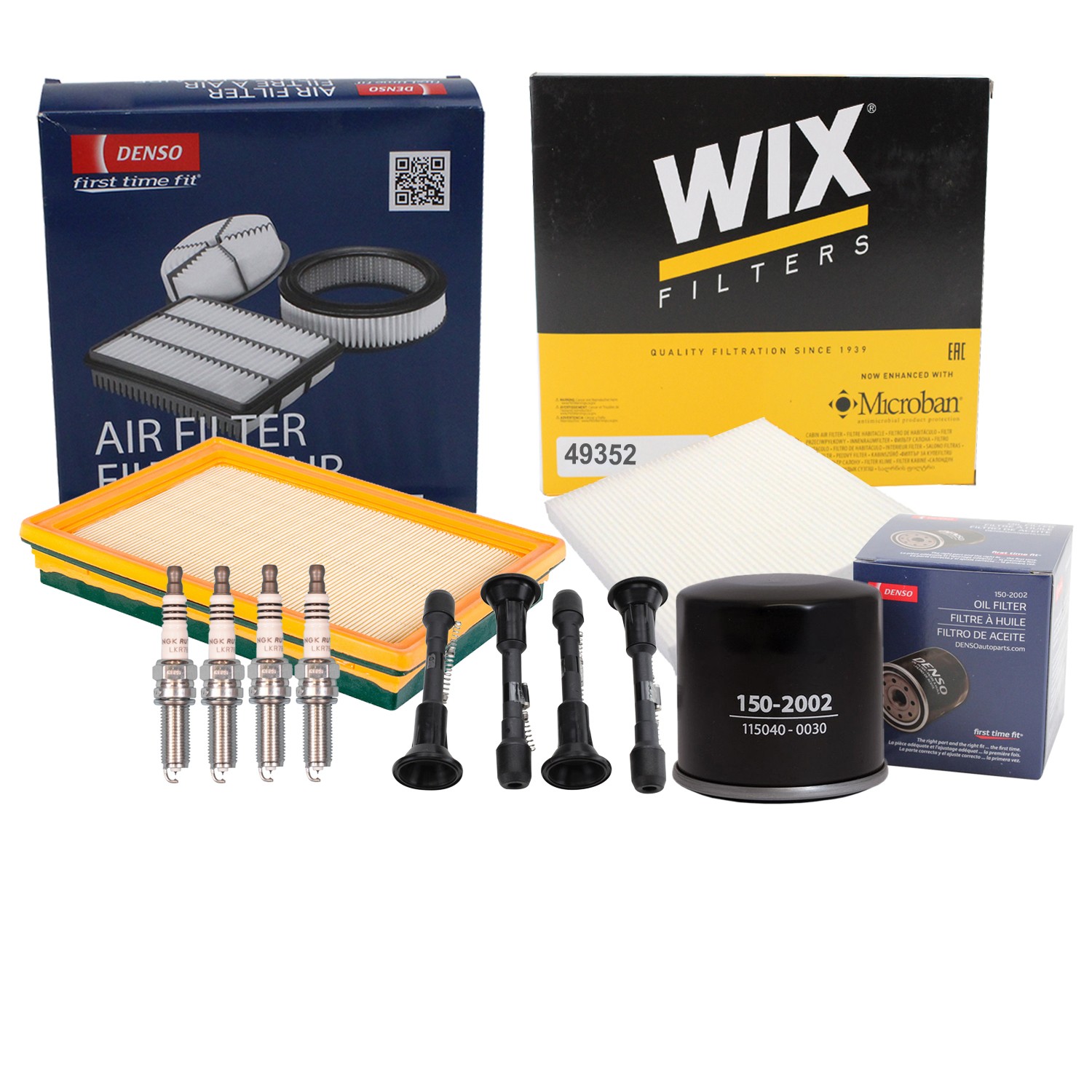 Denso Tune Up Kit NGK 4 Spark Plugs  Boots Kit for Rogue Sentra 2.5L L4 QR25DE