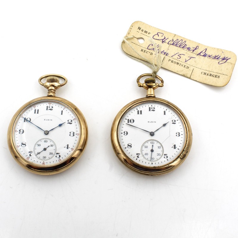 1916-1922 Elgin 12s 7-17j Grade 345 Model 3 Pocket Watches Lot of 2 #WB5842-2