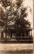 Burlington Indiana RPPC House Front Porch 1909 Postmarked Real Photo Postcard