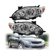 Halogen Headlight Assembly Driver and Passenger Side Chrome Headlamps Replace...
