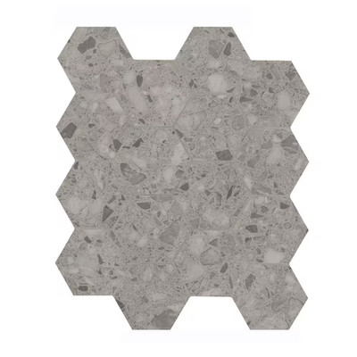 Smoky Terrazzo 12 In. X 12 In. Matte Porcelain Mesh-Mounted Mosaic Floor and Wal