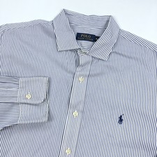 Polo Ralph Lauren Men's XL Classic Fit Blue White Stripe Cotton Button Down