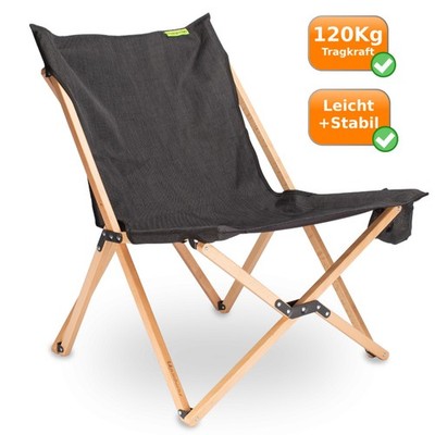 XL Campingstuhl 120 kg Buchengestell Liegestuhl Rückenstütze Klappbar Grau NEU