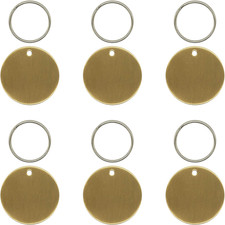 Blank round Brass Tags Valve Tags 1.37 Diameter with Key Rings 10 Pack