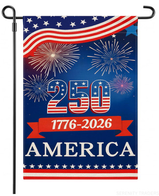 250th Anniversary USA Garden Flag, 12x18in Double Sided Design USA 1776-2026