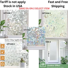 3D Pebble Rainbow Stained Glass Window Privacy Film,UV Blocking & Heat Reduction