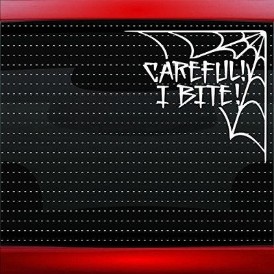 Careful I Bite #1 Spider Web Cute Funny Family Car Sticker Truck Window White 