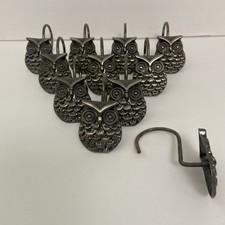 Shower Curtain Hooks, Zinc Alloy Owl Shape Curtain Rod Hook Hangers 11 Pcs