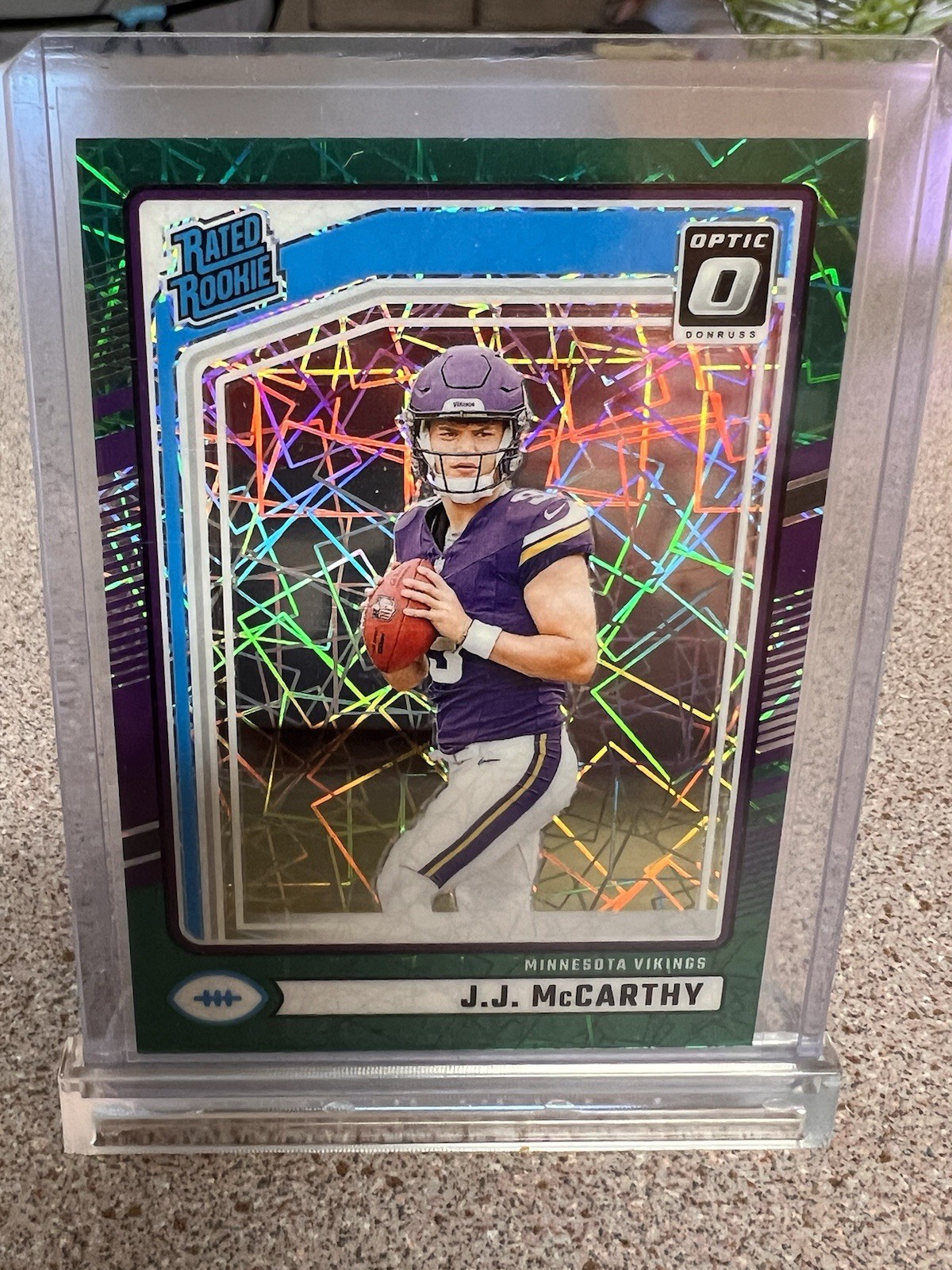 2024 Donruss Optic Preview JJ McCarthy RC #303 Rookie Green Velocity Prizm SSP