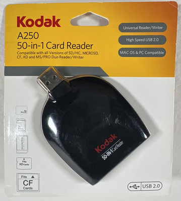 NEW Kodak A250 50-in-1 Card Reader Writer MacOS & PC Compatible 83037 USB 2.0