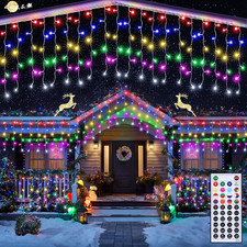 Rgb Christmas Icicle Lights - 66ft Color Changing Outdoor String Lights With Rem