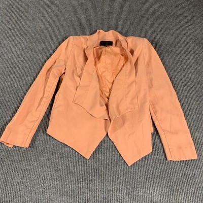 BCBGMAXAZRIA Jacket Womens Large Pink Coral Open Front Sports Coat Blazer Lined