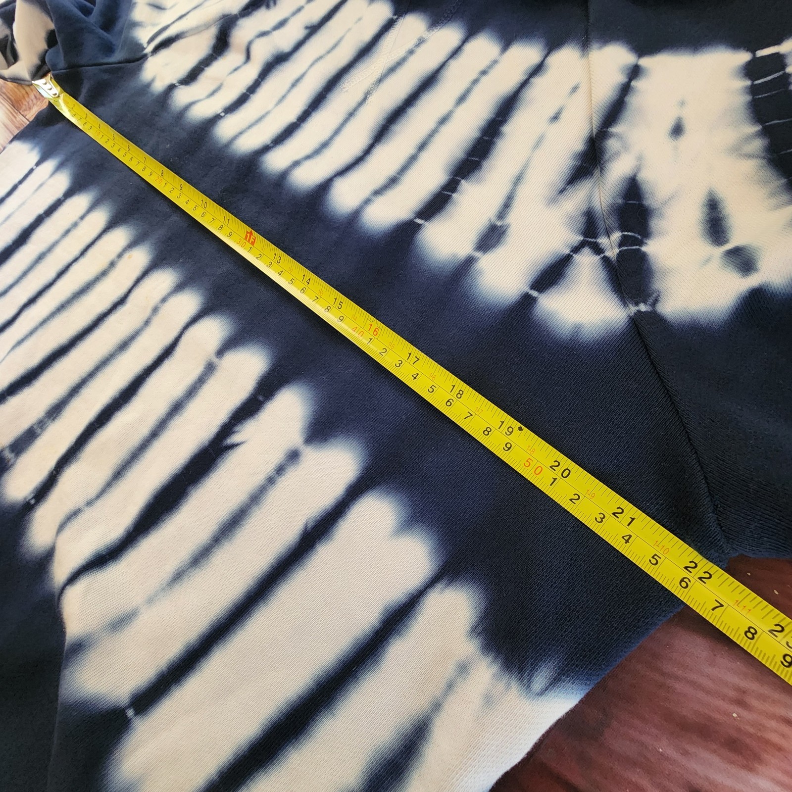 Madewell Hoodie L Tie Dye Navy White Cotton Boho Hippie Beachy Cozy Sweatshirt