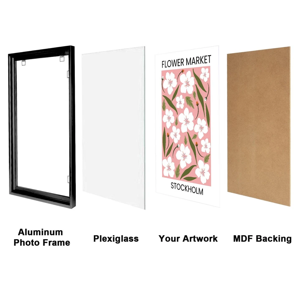 Quadro de pressão 24x36 preto pôster quadros conjunto de 2 quadros de carregamento frontal metal clique... - Imagem 3 de 4