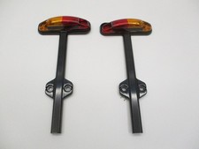 Pair Red Amber Led Trailer Fender Marker Clearance Light Black Base