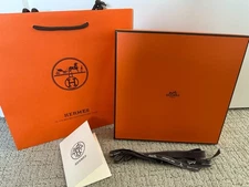 Hermes 100% authentic scarf sweater flat gift box w/ribbon & shopping bag