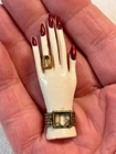 vintage MCM Lady's Hand Plastic Costume Jewelry Pin w Rhinestone Ring & Bracelet