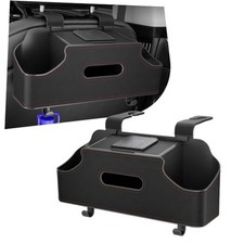 Car Back Seat Storage Box, Leather Car Seat Back Multifunctional 1 PC Black