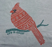 NWT Women’s LIFE IS GOOD Crusher RED TRIBAL CARDINAL Bird T-Shirt S M 2X Top $30