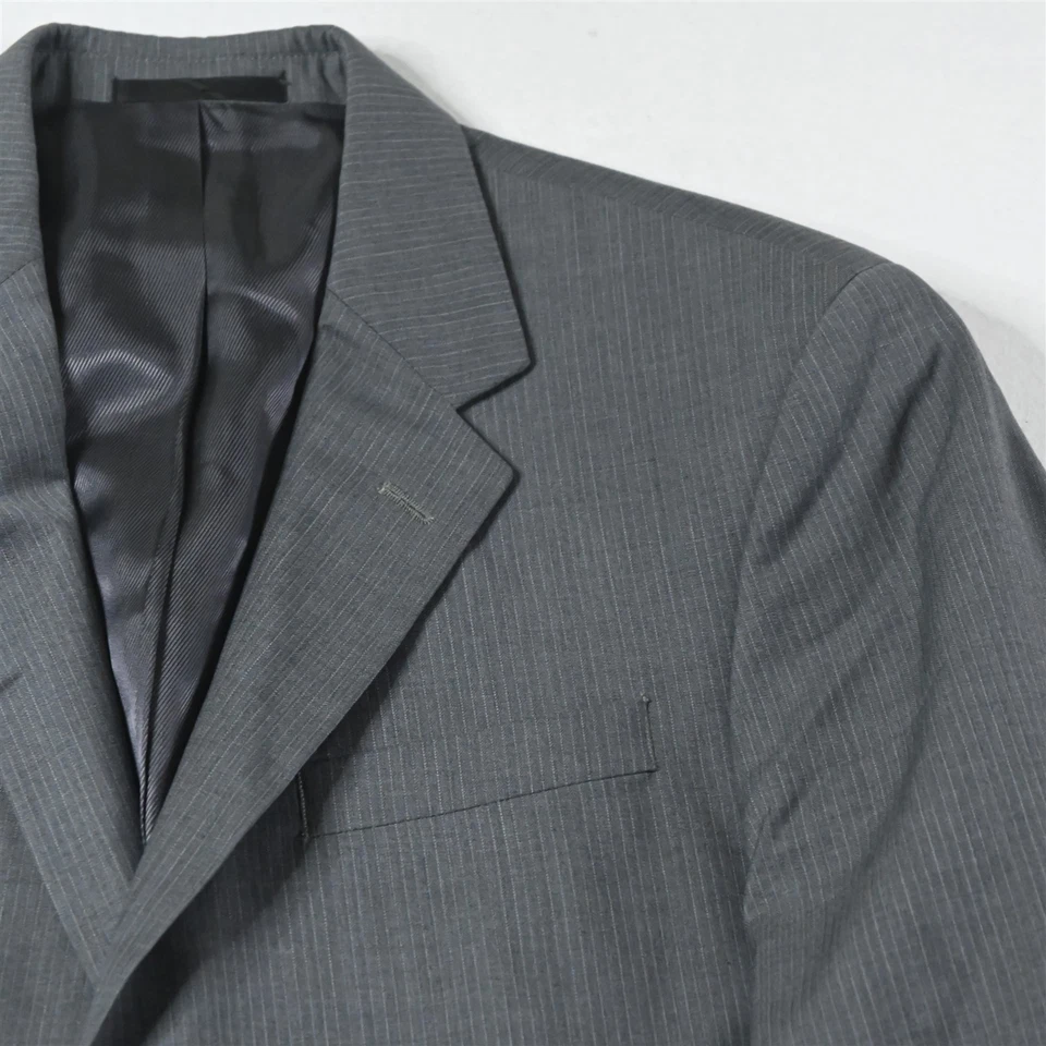 Kenneth Cole 38S 32x30 Gris Rayas 100% Lana Hombre Chaqueta Pantalones Traje Foto 3 de 4