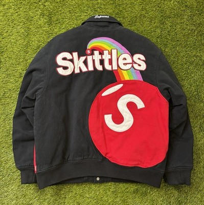 Supreme x Mitchell & Ness Black Varsity Skittles Racing Jacket - L